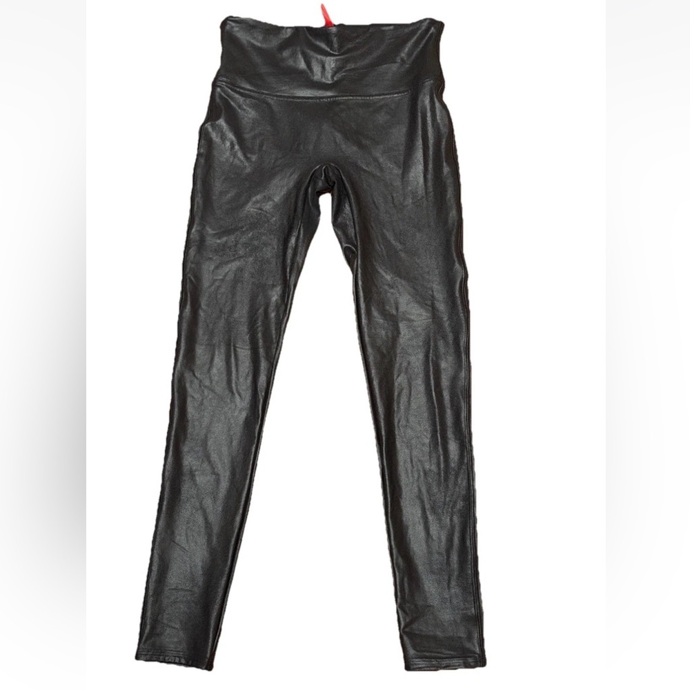 Faux Leather Leggings Black High Rise Petite M Sleek Chic Pull On Pants